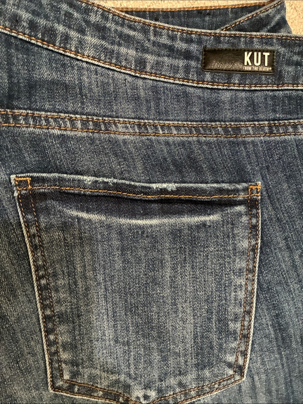 Kut from the Kloth Reese High Rise Ankle Straight Leg Jeans - Medium Blue Denim
